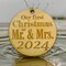 Ornament - 2024 Our First Christmas as Mr and Mrs - Raw Wood 3x3in